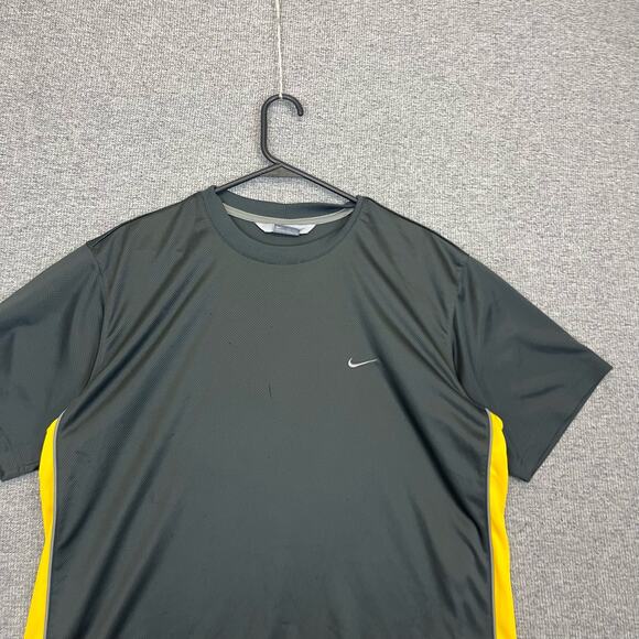 Nike Jersey Shirt Gray Vintage Silver Tag Yellow Mesh Active y2k 2000s T-Shirt - Picture 1 of 8
